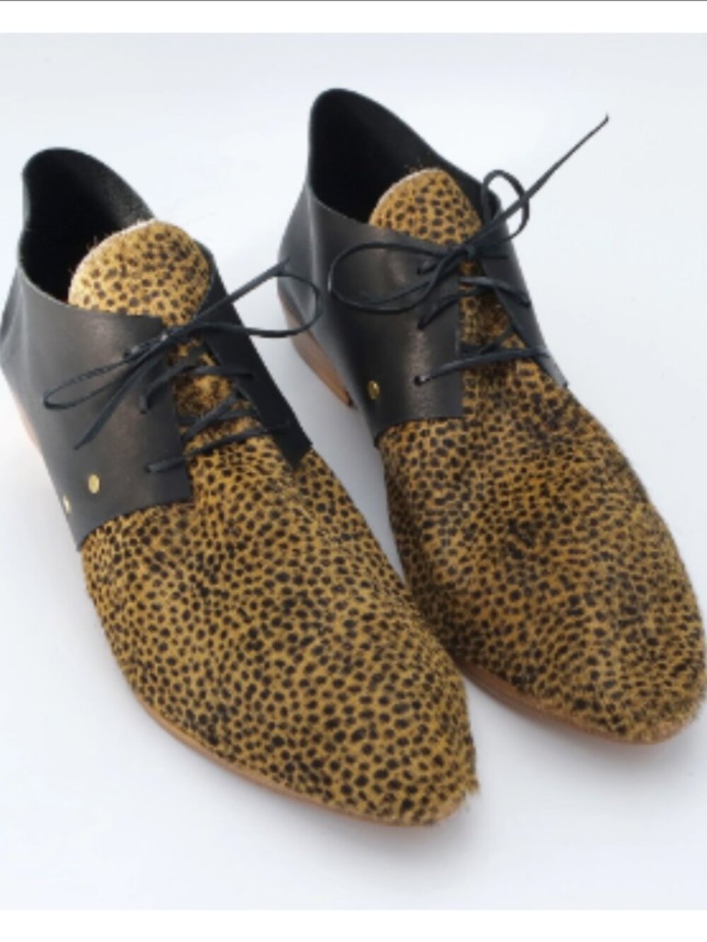 Sevilla Smith Bex Handmade Leopard Leather Handmade Lace-Up Oxford Flat 5.5 $285